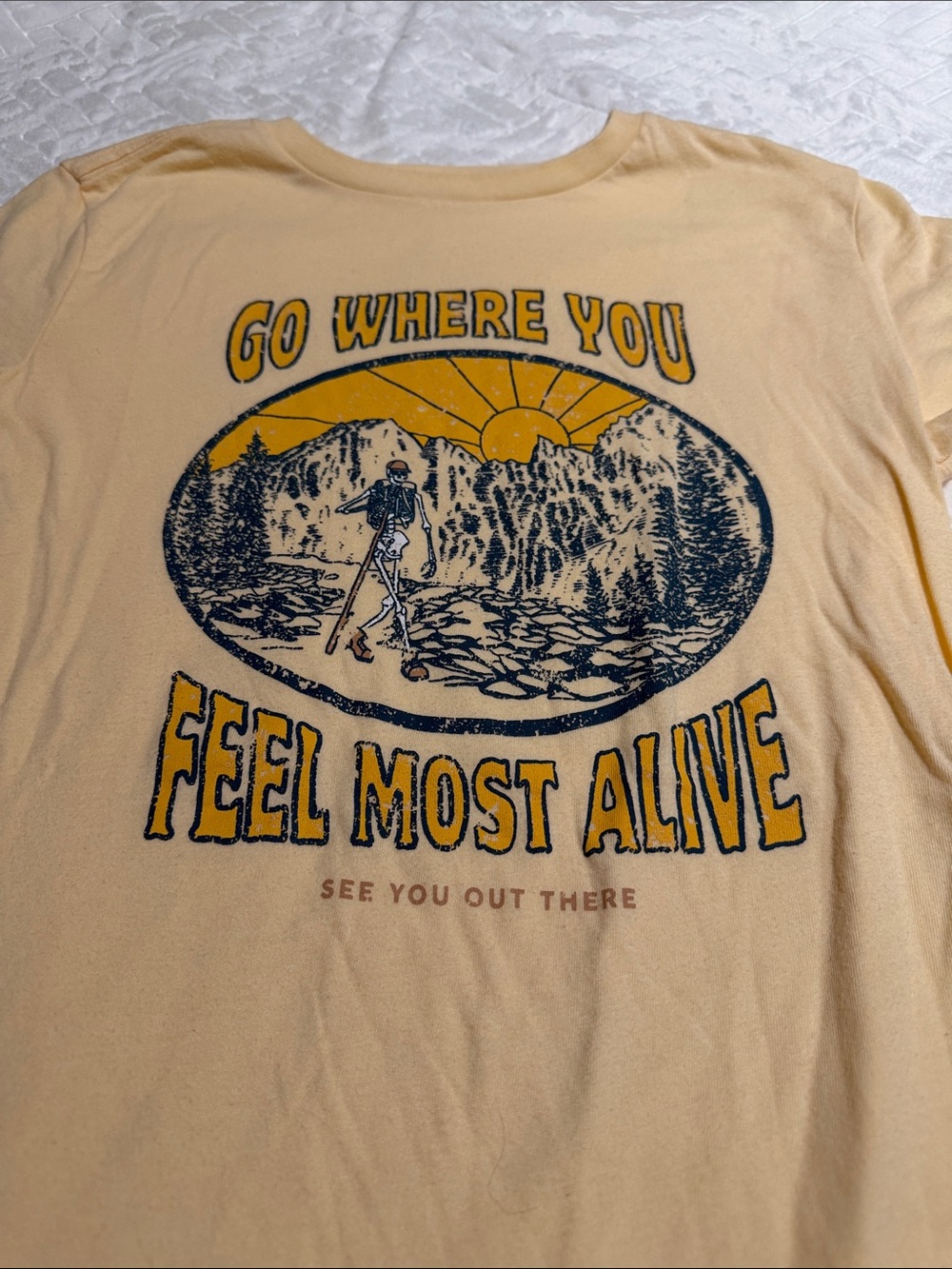 Go Where You Feel Most Alive Graphic Tee - Yellow Size L Women